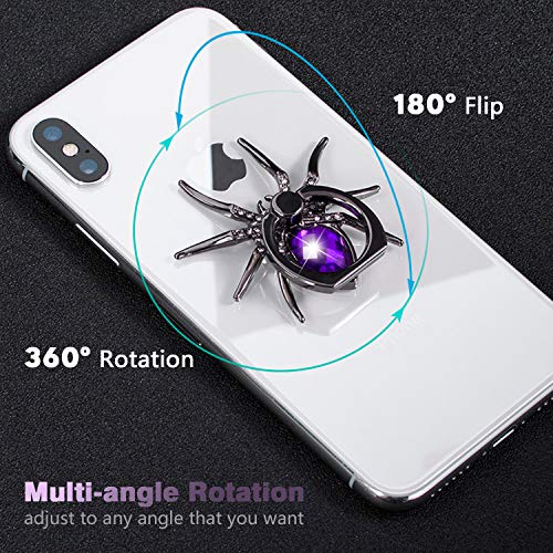 Allengel Spider Phone Ring Holder Stand, Animal Phone Ring Finger Grip Rhinestone Phone Kickstand for All Smartphone (Purple) - color: Purple