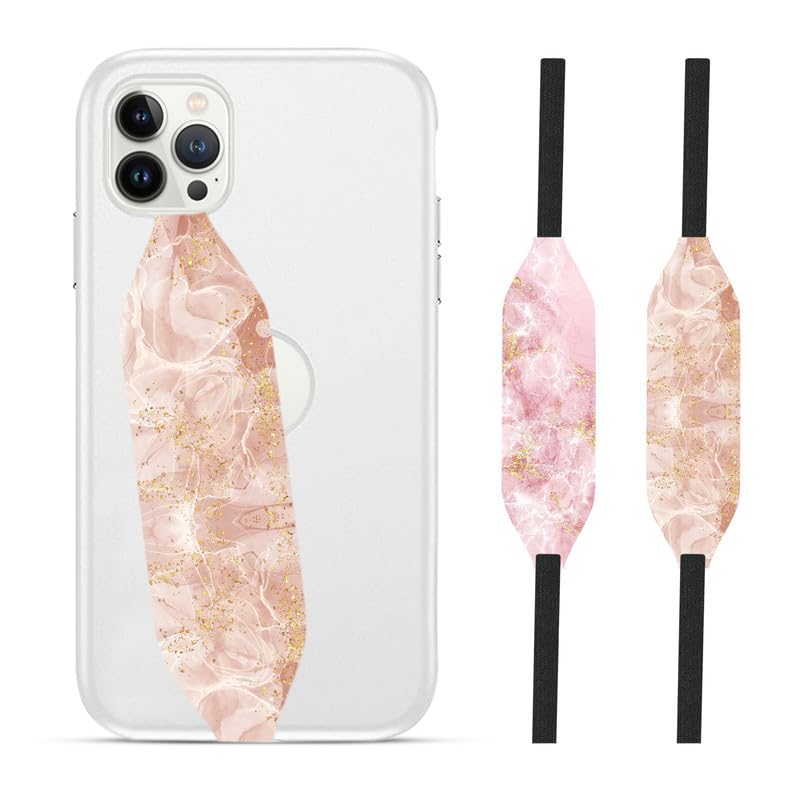 Switchbands Universal Phone Grip Strap | Phone Loop for Almost All Phones | Reversible Phone Straps As Cell Phone Finger Holder | Elastic Phone Grip As Phone Wrist Strap - Rose Marble