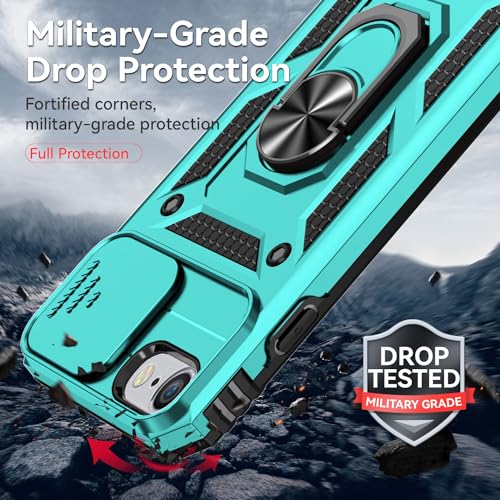 SunStory Compatible with iPhone SE 2022/2020/3rd/2rd / 6/7/8 Case with HD Screen Protector & Slide Camera Cover & Kickstand, [Military-Grade] Phone Case for iPhone SE 2020/2022/6/7/8 (Teal) - color: Teal