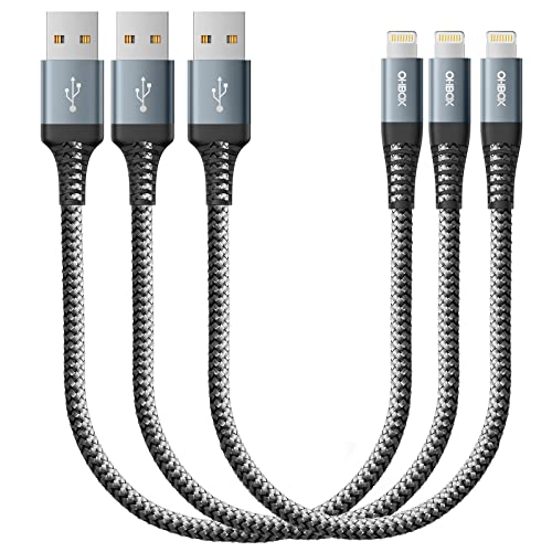 Short iPhone Charger Cable [Apple MFi Certified] Lightning Cable 1FT, 3Pack - color: Grey, size: 1FT, style: USB to Lightning
