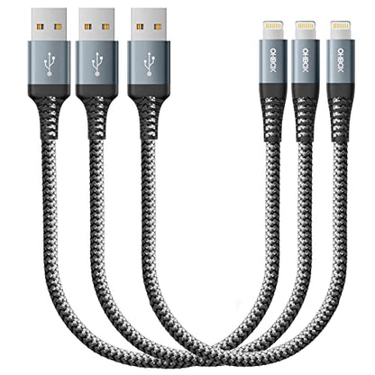 Short iPhone Charger Cable [Apple MFi Certified] Lightning Cable 1FT, 3Pack - color: Grey, size: 1FT, style: USB to Lightning
