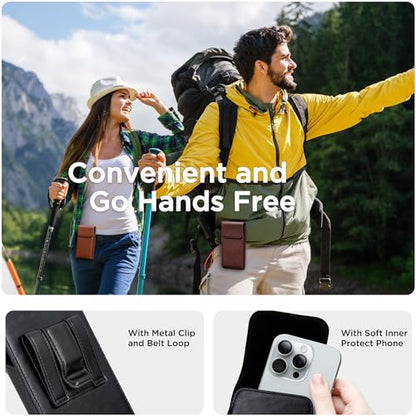 Holster for iPhone 17 Pro Max 16 Pro Max 15 Pro Max 14 Pro Max 13 Pro Max 16 Plus 15 Plus 14 Plus, Premium Leather Pouch with Belt Clip Phone Holster Belt Case, Black -L - color: Black, size: Large