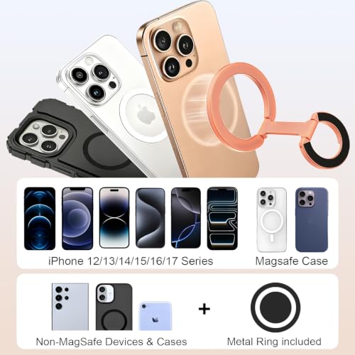 Magnetic Phone Ring Grip for MagSafe Compatible with iPhone Samsung (Gold) - color: Rose Gold