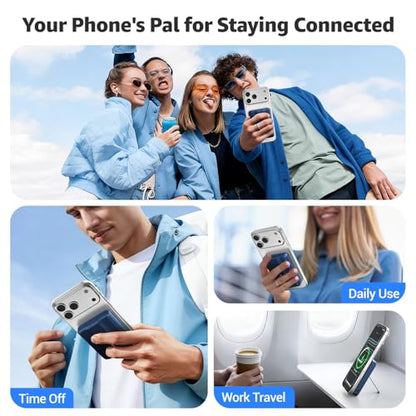Azmuth for MagSafe Portable Charger, 10000mAh Magnetic Power Bank 20W PD | Fast Charging,Wireless Battery Pack with LED Display & Stand,Travel Essentials,for iPhone 17/16/15/14/13/12 Series - color: Blue