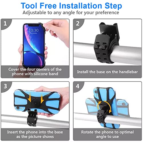 Kinizuxi Bike Phone Mount,360°Rotation Detachable Handlebar Holder - color: One Black