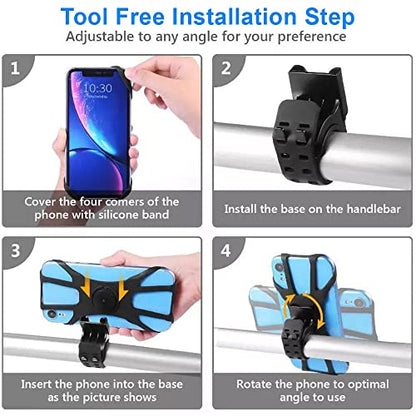Kinizuxi Bike Phone Mount,360°Rotation Detachable Handlebar Holder - color: One Black