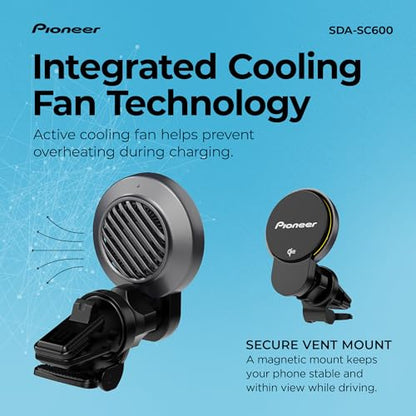 Pioneer Qi2 MagSafe Wireless Car Charger and Phone Mount - style: MagSafe Wireless Charger with Fan