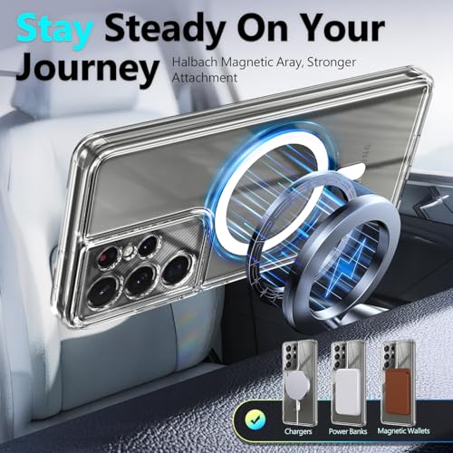YZB Magnetic for Samsung Galaxy S21-Ultra Case, Clear | Compatible with MagSafe | Slim Fit Lightweight Shockproof, Military-Grade Protection, Yellowing Resistant Scratch-Resistant Back - color: Crystal Clear, size: Galaxy S21 Ultra