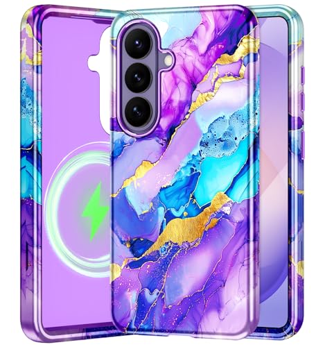 Btscase for Samsung Galaxy S26 Case, [Military Grade Drop Tested] Marble Pattern Design Slim Rugged Shockproof Women Girls Men Protective Anti-Scratch Cover, Magnetic-Amethyst - color: Magnetic-Amethyst, size: Samsung Galaxy S26