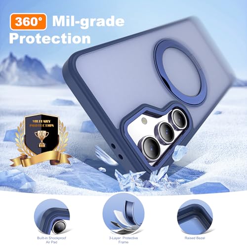 for Samsung Galaxy S23 FE Case with 360° Spin Stand,Blue | 360° Spin Magnetic Ring Stand,Compatible with Magsafe,Military Protection Phone Case - color: Blue, size: Samsung Galaxy S23 FE