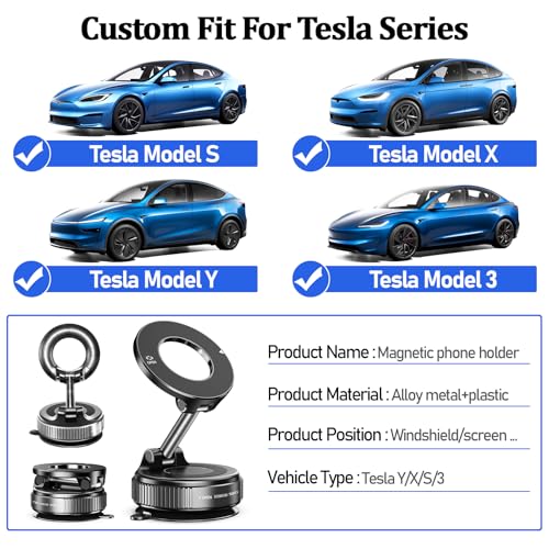 Vacuum Magnetic Car Phone Holder Stand,Reinforced Ultra-Strong Vacuum Suction Cup,360° Rotation&Foldable,Universal Dashboard Windshield/Gym/Mirror/Kitchen Phone Stand,for All iPhone Series&All Android