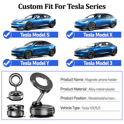 Vacuum Magnetic Car Phone Holder Stand,Reinforced Ultra-Strong Vacuum Suction Cup,360° Rotation&Foldable,Universal Dashboard Windshield/Gym/Mirror/Kitchen Phone Stand,for All iPhone Series&All Android