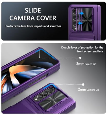 GBEE for Samsung Galaxy Z Fold 4 Case with Card Holder, Dark Purple - color: Dark Purple