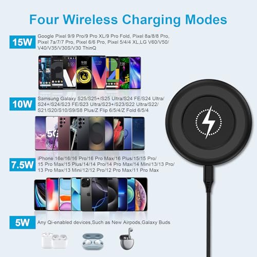 Wireless Charger for Samsung,15W Fast Wireless Charging Pad with QC Adapter