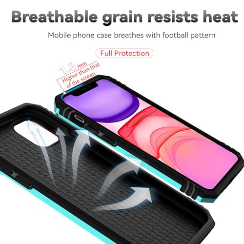 for iPhone 11 Case with Camera Lens Cover HD Screen Protector, Dual Layer [15 FT Military Grade Drop Protection] Magnetic Ring Holder Kickstand Protective Phone Case for iPhone 11 6.1 inch (Mint) - color: Mint with camera cover Military-Grade 2nd gen