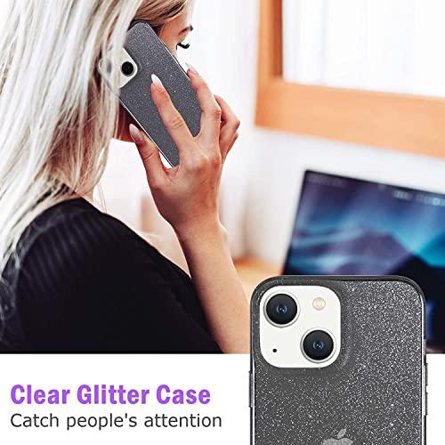 JJGoo Compatible with iPhone 13 Case, Glitter Soft TPU Shockproof Protective Bumper Cover, Sparkle Bling Sparkly Cute Slim Women Girls Phone Case for iPhone 13, 6.1inch, Black Glitter - color: Black Glitter