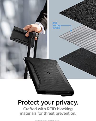 Spigen Life Passport Card Cover Holder, RFID Blocking | Travel Document Organizer, SIM Card Pin Included - Black - color: Black
