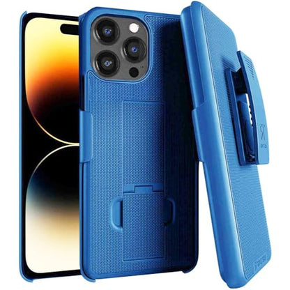 Designed for iPhone 14 Pro Case with Belt Clip Holster - Kickstand Cover Phone Case - Blue (Dots) - color: Blue, style: iPhone 14 Pro