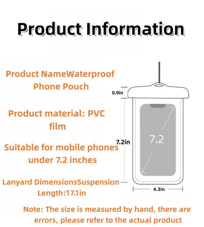 Waterproof Phone Pouch – Touchable Dry Bag for Swimming, Rafting, Diving – Floating Case for Takeaway Rider, Delivery Driver, Kayak, Boat – Universal 7.0" (White) - color: White
