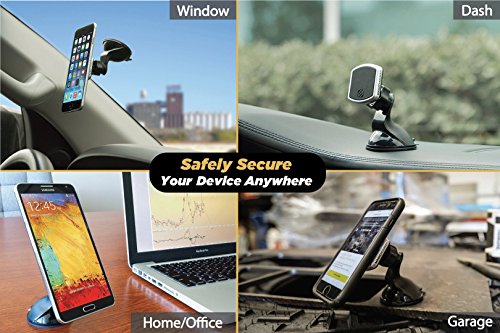 Scosche MWPDB MagicMount Pro Magnetic Car Phone Holder - Strong Magnet Mount for iPhone and Android - Secure Magnetic Mount for Car Window/Dash - Universal 360° Adjustable Mobile Cell Holder - size: 1 Pack, style: Window / Dash Suction