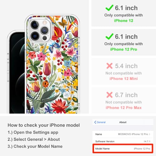 MOSNOVO Case for iPhone 12 & iPhone 12 Pro, [Buffertech 6.6ft Military-Grade Drop Protection] [Anti Peel Off Tech] Clear TPU Bumper Phone Case Cover Design - in The Garden - color: Clear - In The Garden, size: iPhone 12 / iPhone 12 Pro