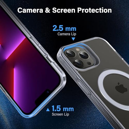 Magnetic Case for iPhone 13 Pro - [Built-in Invisible Stand] [Compatible with MagSafe] [Military Grade Drop Protection] Anti-Yellowing Hard Back Silicone Edge Cover, 6.1", Clear - color: Clear, size: iPhone 13 Pro 6.1''