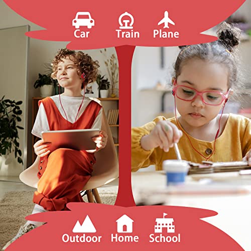 Kids Earbuds with Storage Case for Back to School, Earbuds for Kids - color: Red