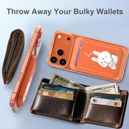 for Magsafe Card Holder | Kawaii Bunny Leather Magnetic Wallet - color: Bunny A
