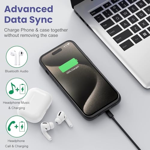 Battery Case for iPhone 15 Pro Max, [2025 Upgraded] 8600mAh Battery Charging Case, Anti-Fall Protection Rechargeable Extended Charger Cover for iPhone 15 Pro Max (6.7inch) Black