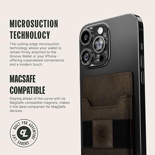 Groove Life Groove Wallet Go, Brown Leather Attachment Card Holder for Men - color: Brown