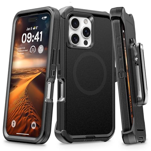 TUTUKII Magnetic for iPhone 16 Pro Case with Belt Clip Holste (Black) | MagSafe Compatible, Heavy-Duty Military-Grade Drop Protection, 3-Layer Rugged Shockproof Protective Cover 6.3-Inch - size: iPhone 16 Pro 6.3"