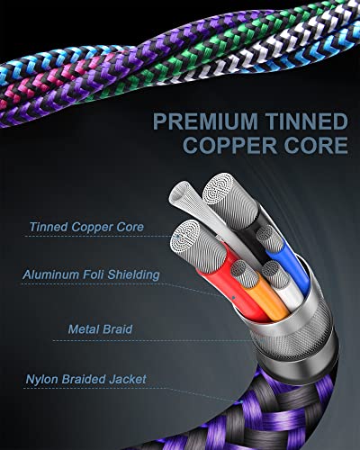 Multi Charger Cable, Lightning and USB C 2 in 1 Charging Cable for iPhone - color: Purple