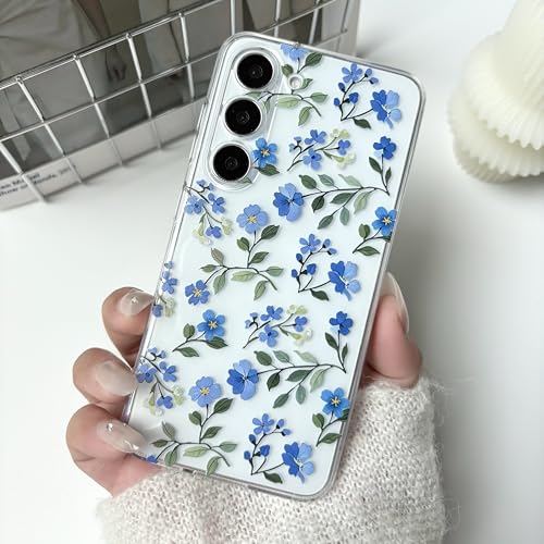 for Samsung Galaxy S23 Case, Blue Peony Flower | Cute Floral Flowers Clear Aesthetic Pattern Case for Women Girls,Slim Soft Shockproof Cover for S23 - color: Blue Peony Flower, size: for Samsung Galaxy S23
