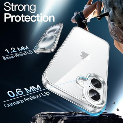 JETech Case for iPhone 16 Plus, Anti-Yellowing, Clear | Shockproof Protection, Scratch Resistant Hard PC Back, Durable Transparent TPU Bumper - color: Clear, size: iPhone 16 Plus