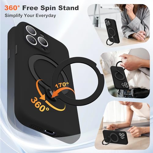 Case for iPhone 13 Pro with 360°Spin Stand,6.1" Black | Magnetic 360°Spin Stand,Compatible with Mag-Safe,Soft Silicone 13 Pro Case - color: Black, size: Iphone 13 Pro