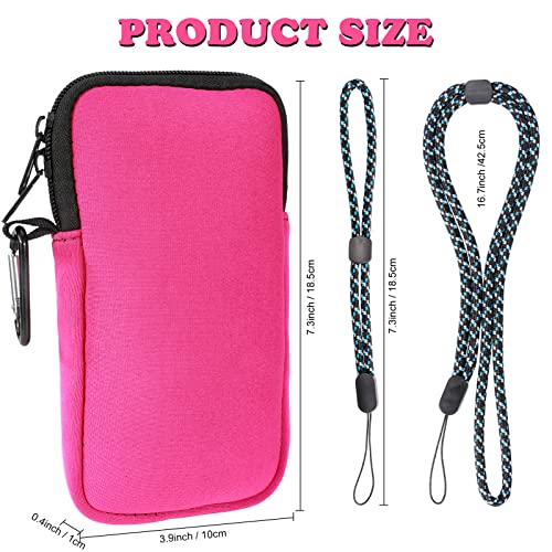 Pwsap Phone Sock, Universal Shock & Impact Resistant Neoprene Pouch with Carabiner and Lanyard Strap Sleeve Case for Hiking & Travelling Phone Bag Fits Phones up to 7 Inches, Rose Pink, M - color: Pink, size: M