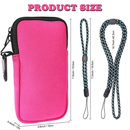 Pwsap Phone Sock, Universal Shock & Impact Resistant Neoprene Pouch with Carabiner and Lanyard Strap Sleeve Case for Hiking & Travelling Phone Bag Fits Phones up to 7 Inches, Rose Pink, M - color: Pink, size: M