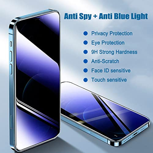 2 Pack Compatible with iPhone 12/iPhone 12 Pro Privacy Screen Protector, Anti-Spy Anti-Blue Light Eye Protection Tempered Glass Film, Scratch Resistant, Full Coverage, Case Friendly - size: for iPhone 12/12 Pro