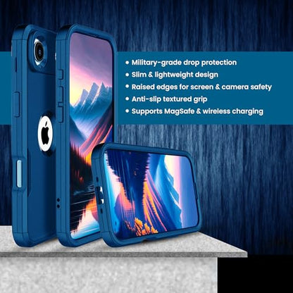 MXX for iPhone 17 Air Case, Heavy Duty 3 in 1 Wing Design Protective Cover with MagSafe, Phone Case 2025 (Navy Blue) - color: Navy Blue, size: iPhone 17 Air