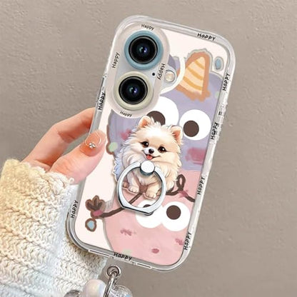 Phone Ring Stand Holder,Dog Cell Phone Grip Women Girls and Boys Cute Finger Ring Grip Stand for iPhone 17 16 15 14 13 Pro Max Plus Air（Husky and Pomeranian） - color: Husky And Pomeranian Phone Ring Grip