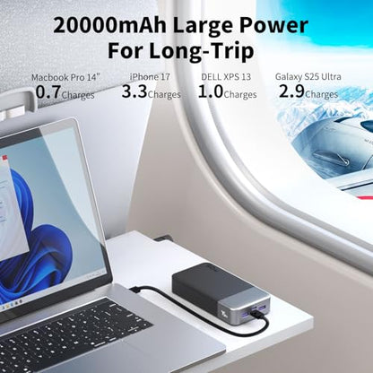 NOBIS 90W Portable Charger 20000mAh Laptop Power Bank Fast Charging - color: Black