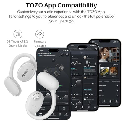 TOZO OpenEgo Open Ear Earbuds 80H Bluetooth 5.3 Headphones Sport Earbuds - color: Snow White