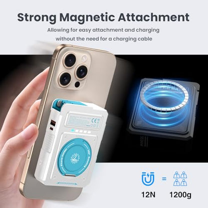 10000mAh for Magsafe Portable Charger Power Bank Built in Cables&Wall Plug - color: White blue