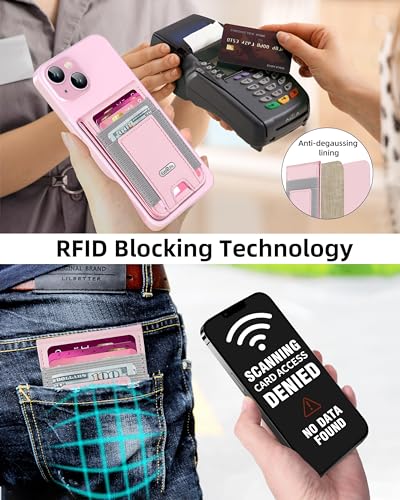 For Magsafe Wallet Stand, 10 Cards Holder, RFID Blocking | Strongest Magnetic Wallet for iPhone 17/16/15/14/13/12 Series, Adjustable Stand, ID Window, 4 Card Slots, Vegan Leather, Pink - color: Pink