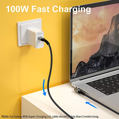 Fasgear USB C to USB C Cable 90 Degree, 10ft, Black - color: 1 Pack Black, size: 10ft