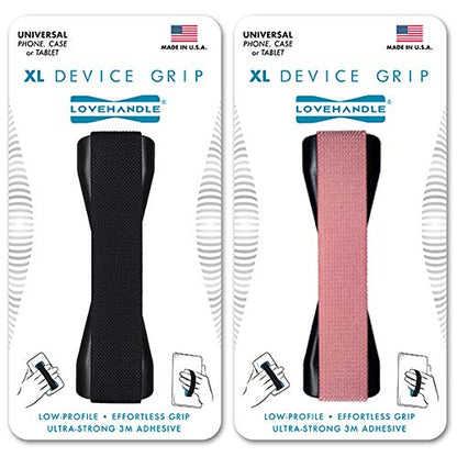 LOVEHANDLE XL Phone + Tablet Grip 2-Pack - Black and Mauve Rose