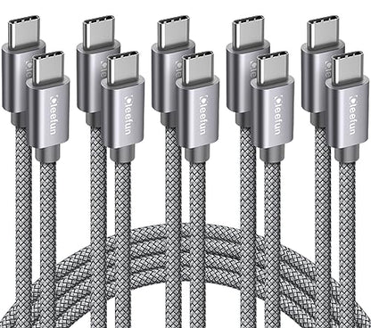 CLEEFUN USB C to USB C Cable 3ft, 5-Pack C to C Cable Fast Charging 60W - color: Grey, size: 3ft+3ft+3ft+3ft+3ft