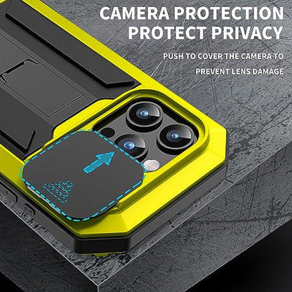 Lunivop for iPhone 15 Pro Max Case Heavy Duty Protection Rugged Screw Full Body Military Grade Metal Rubber with Stand Hard Built in Screen Protector Phone for iPhone 15 ProMax Case Yellow - color: Yellow