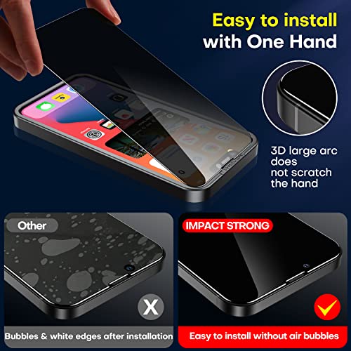 ImpactStrong Anti-Spy Privacy Screen Protector for iPhone 16e / iPhone 13 / iPhone 13 Pro (6.1-Inch), 9H Tempered Glass, Shatter-Resistant, Anti-Scratch, Easy Install Kit, Case Friendly, 2-Pack - size: iPhone 16e/14/13/13 Pro