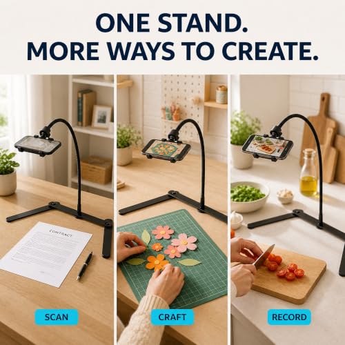 Overhead Phone Mount,Foldable Gooseneck Phone Holder